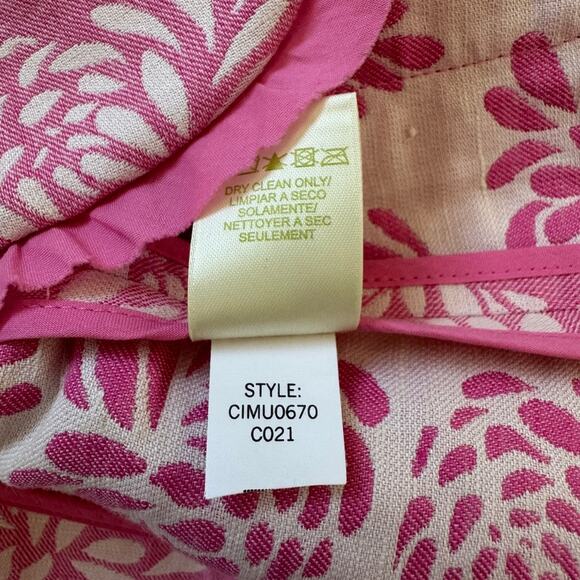 Sigrid Olsen Pink & Ivory Floral Print Linen Blend Single Breasted Blazer - Picture 9 of 9